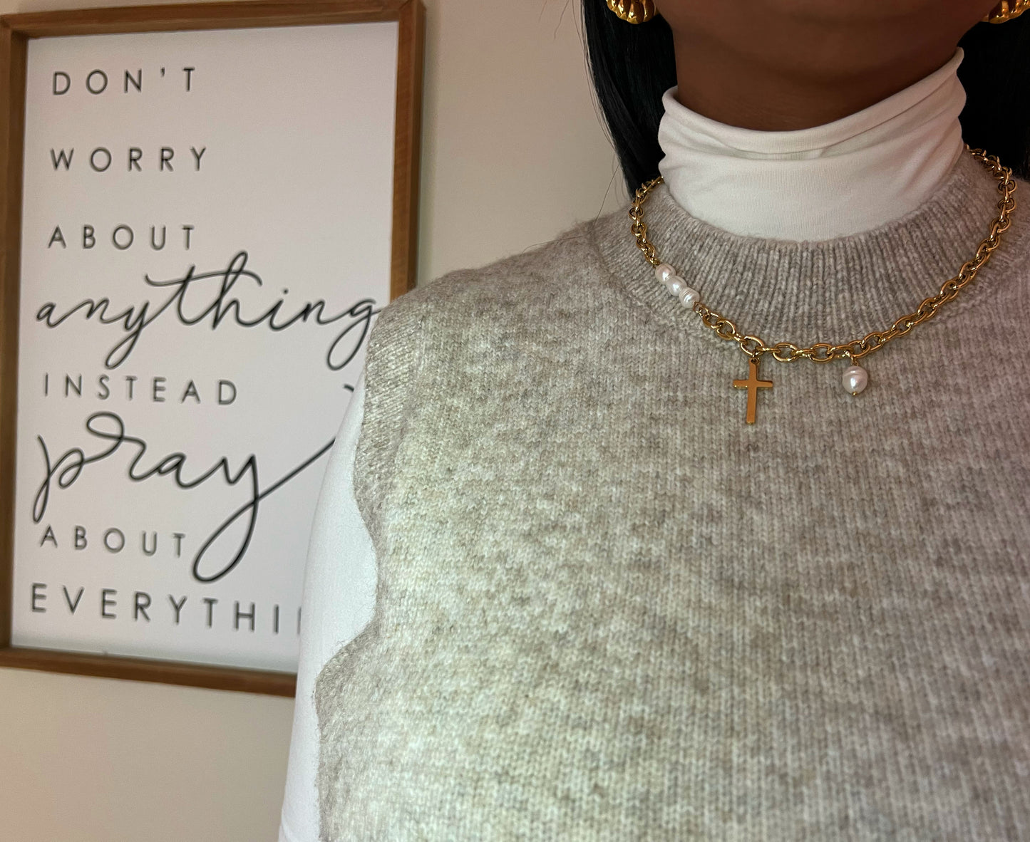 Pearls of Faith Cross Necklace