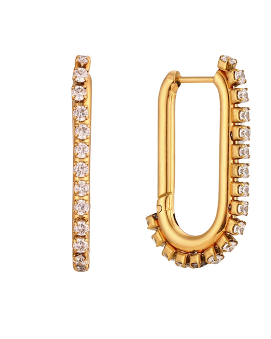 U-shaped Zircon Edged Earrings