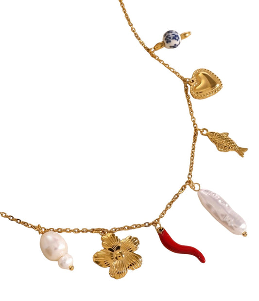 Charm Necklace Cuban Chain