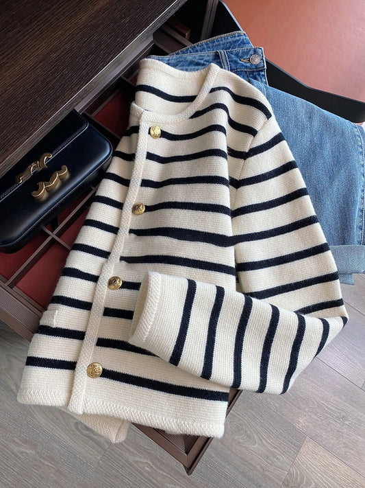 Autumn Stripe Knitted Cardigan