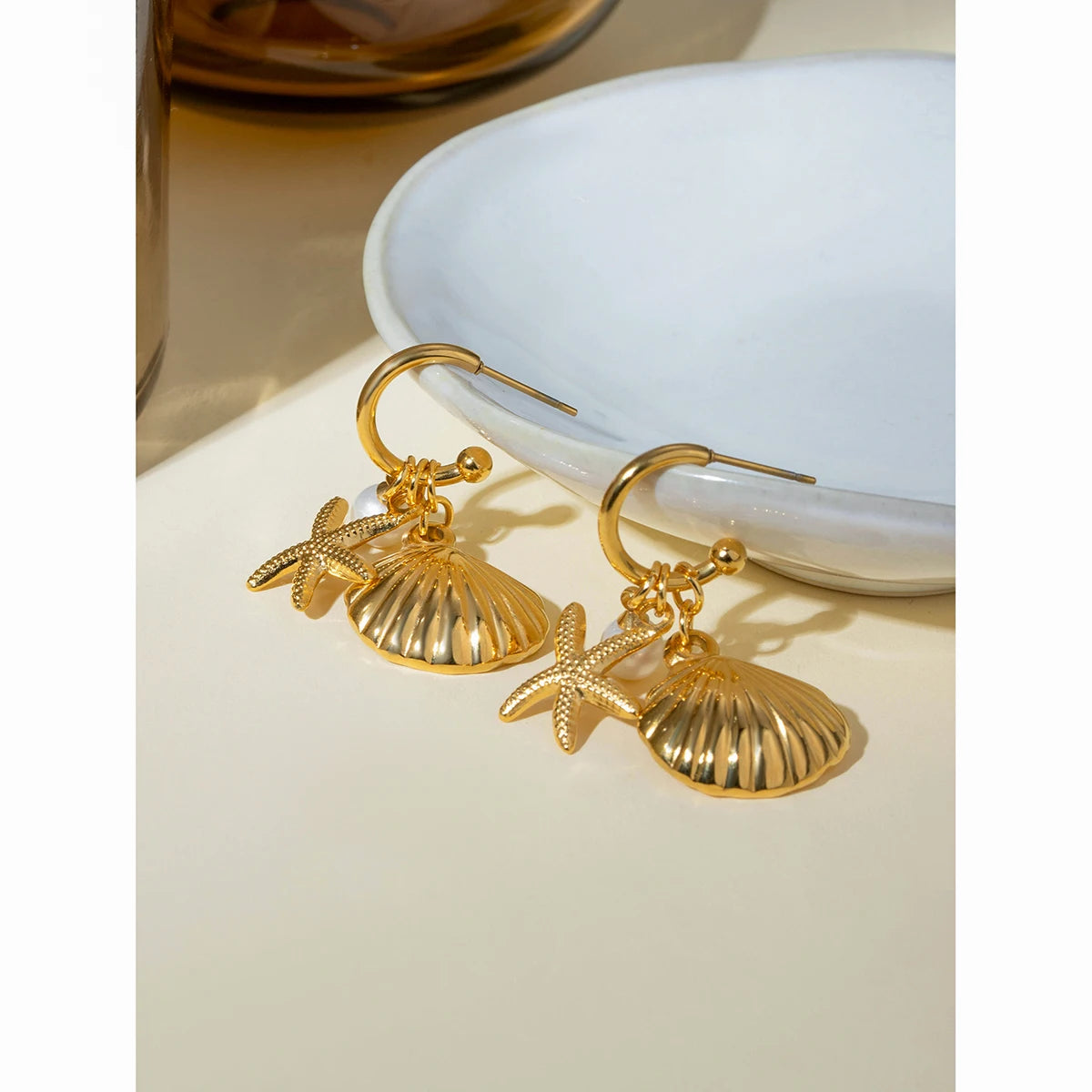 Sea Ocean Series Vintage Gold Starfish Shell