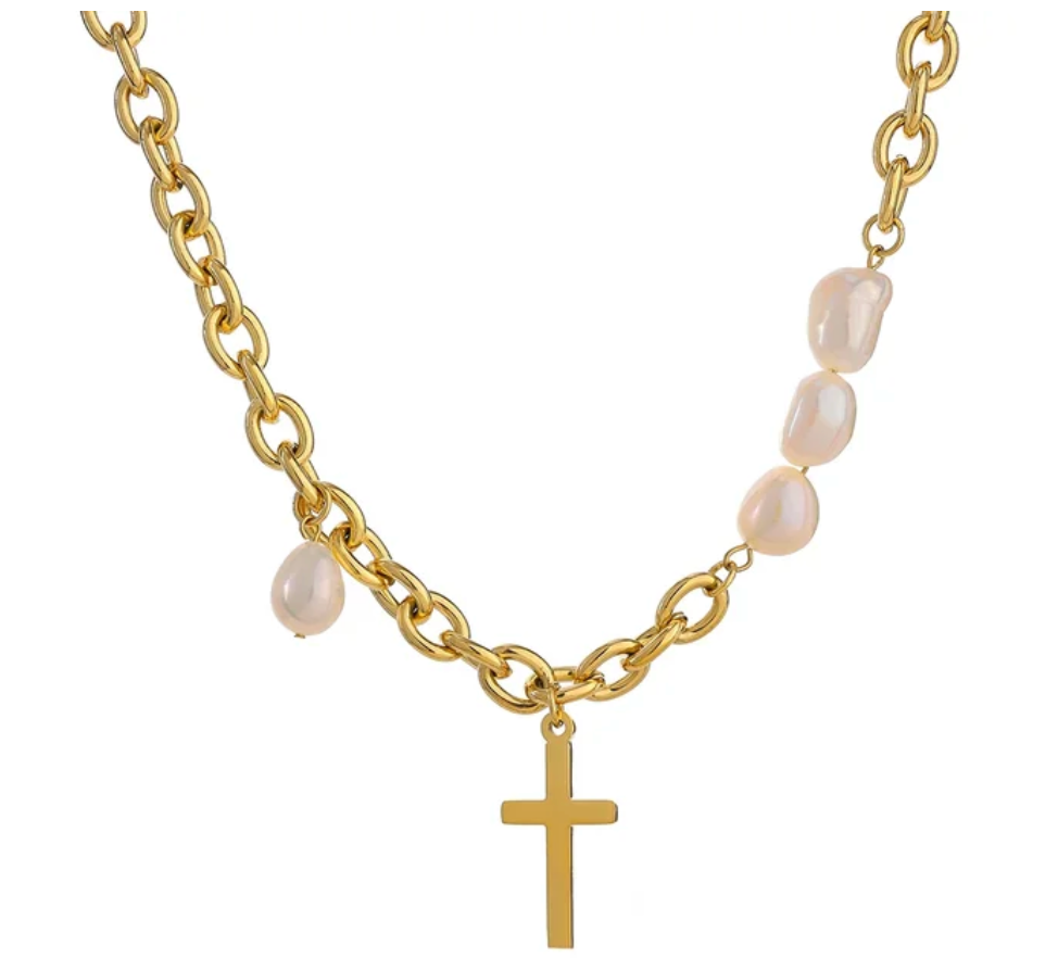 Pearls of Faith Cross Necklace
